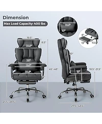 Office Desk Chair Big and Tall Executive with Footrest Lumbar Support