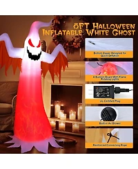 Skonyon 8 Feet Halloween Inflatable Ghost with Rotatable Flame Led Lights