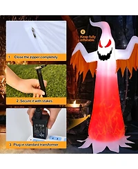 Skonyon 8 Feet Halloween Inflatable Ghost with Rotatable Flame Led Lights