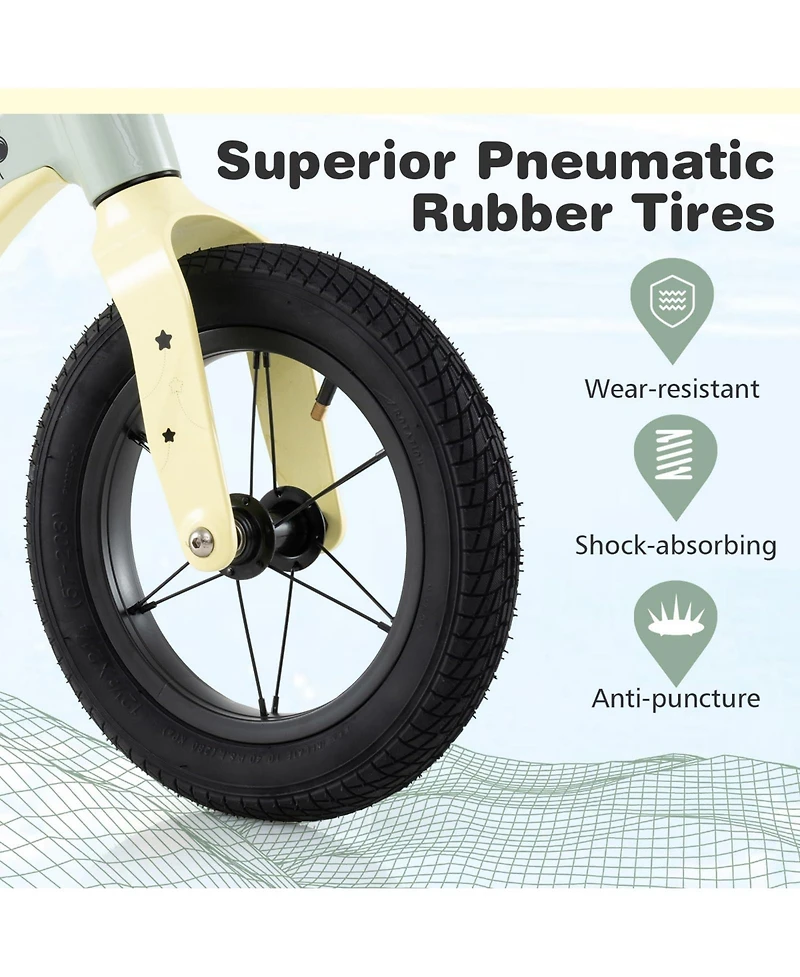 Vebreda 12-Inch Balance Bike with Adjustable Seat and Rotatable Handlebar for Over 36 Months Old-Pink