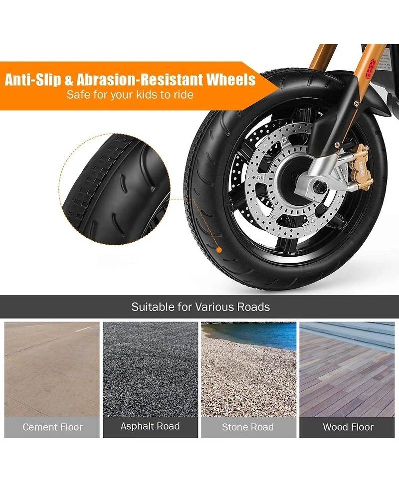 Vebreda 12V Kids Ride-On Motorcycle Aprilia Licensed with Sounds and Music-Red