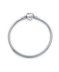 Bling Jewelry Snake Bracelet with Heart Clasp Fits European Beads 7 Inch