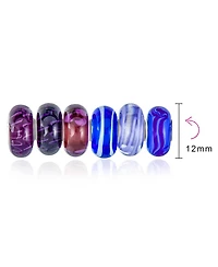 Bling Jewelry Mixed Set Of Bundle Sterling Silver Core Translucent Shades Of Blue Murano Glass Swirl Flower Charm Bead Spacer Fits European Bracelet