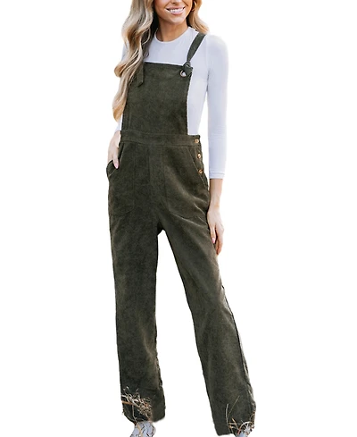 Cupshe Women's Olive Corduroy Tie Strap Overalls