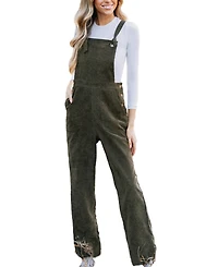 Cupshe Women's Olive Corduroy Tie Strap Overalls