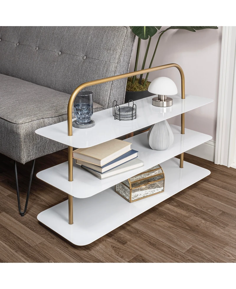 Jonathan Y Minimalist 9-Pair 3-Tier Iron Thin Flat Plate Shoe Rack