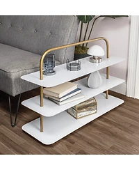 Jonathan Y Minimalist 9-Pair 3-Tier Iron Thin Flat Plate Shoe Rack