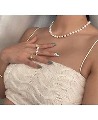 18K Gold Plated & Freshwater Pearls Amber Rainbow Pearls Necklace