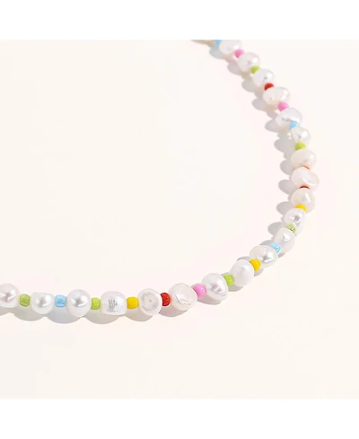 Freshwater Pearl Pastel Rainbow Necklace - Large