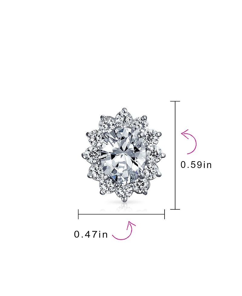 Bling Jewelry Classic Cubic Zirconia Cz Halo Crown Oval Stud Clip On Earrings Non Pierced Ears