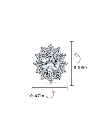 Bling Jewelry Classic Cubic Zirconia Cz Halo Crown Oval Stud Clip On Earrings Non Pierced Ears