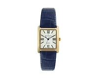 Peugeot Women's Tank Watch Roman Dial Blue Leather Strap