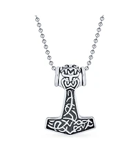 Bling Jewelry Protection Amulet Ancient Celtic Knot Viking Norse Thors Hammer Pendant Necklace Oxidized Stainless Steel With Bead Chain