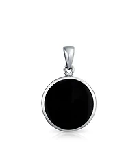 Bling Jewelry Celestial Black Enamel Round Circle Medallion Crescent Moon And Sun Pendant Necklace Sterling Silver