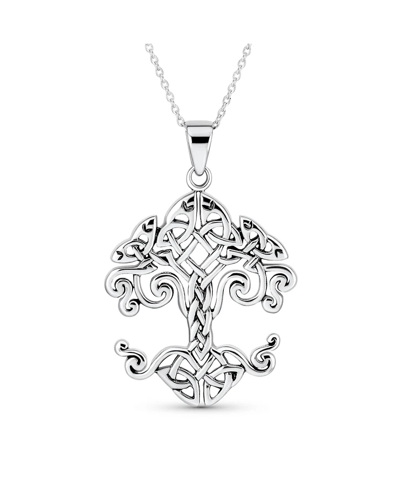 Bling Jewelry Large Celtic Matriarch Mothers Family Wishing Tree Of Life Pendant Necklace Roots Of Family Oxidized Sterling Silver