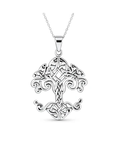 Bling Jewelry Large Celtic Matriarch Mothers Family Wishing Tree Of Life Pendant Necklace Roots Of Family Oxidized Sterling Silver