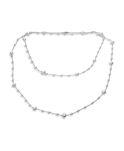 Bling Jewelry Fashion Extra Long Multi Wrap Layering Simulated White Pearl Station Chain Endless Strand Necklace 63 Inch Length