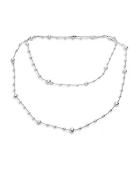 Bling Jewelry Fashion Extra Long Multi Wrap Layering Simulated White Pearl Station Chain Endless Strand Necklace 63 Inch Length