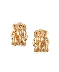 Bling Jewelry Twisted Cable Chain Weave Wide Half Hoop Clip On Earrings Non Pierced Ears