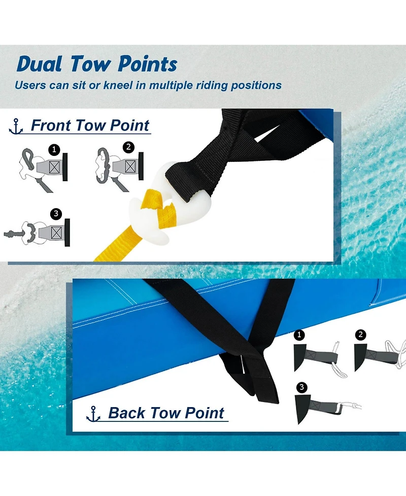 Skonyon 2 Person Water Sport Inflatable Towable Tubes for Boating-Blue