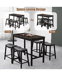 5-Piece Dining Set with 4 Upholstered Stools