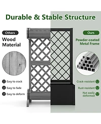Skonyon 44 Inch Metal Raised Garden Bed with Trellis-Black