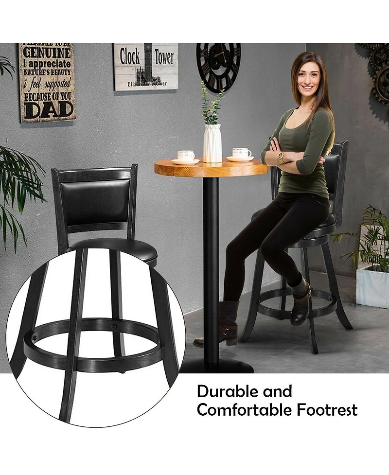 Skonyon 2 Pieces 24 Inch Swivel Counter Stool Dining Chair Upholstered Seat