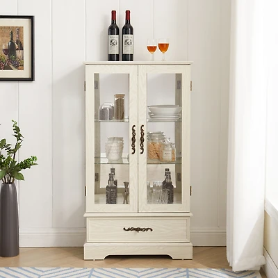 Simplie Fun Lighted Glass Display Cabinet with Adjustable Shelves