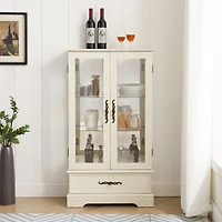 Simplie Fun Lighted Glass Display Cabinet with Adjustable Shelves