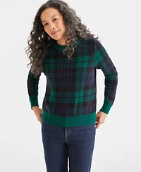 Style & Co Petite Collie Plaid Whimsy Pullover Sweater, Created for Macy's
