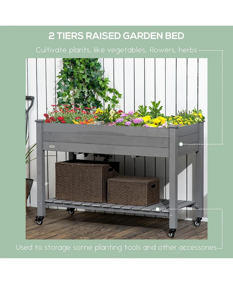 Elevated Raised Garden Bed with Storage and Mobility
