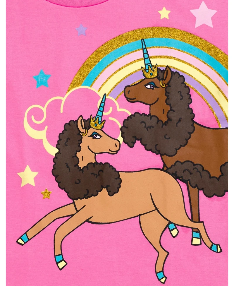 Afro Unicorn Toddler Girls T-Shirt and Chambray Shorts Outfit Set