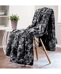 Chanasya Premium Wolf Faux Fur Throw Blanket - Soft, Fuzzy Sherpa & Minky For Bed or Couch 92" x 85” (Queen Size)