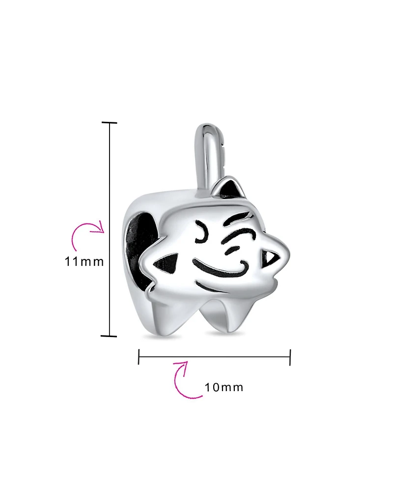 Bling Jewelry Cartoon Winking Tooth Fairy Dentist Charm Bead Oxidized Sterling Silver Fits European Bracelet
