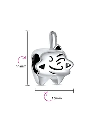 Bling Jewelry Cartoon Winking Tooth Fairy Dentist Charm Bead Oxidized Sterling Silver Fits European Bracelet