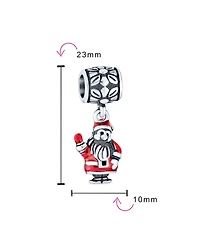 Bling Jewelry Holiday Christmas Red Santa Claus Dangle Charm Bead For Enamel Sterling Silver Fits European Bracelet
