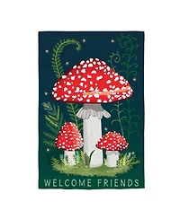Evergreen Welcome Friends Mushroom Garden Linen Garden Flag