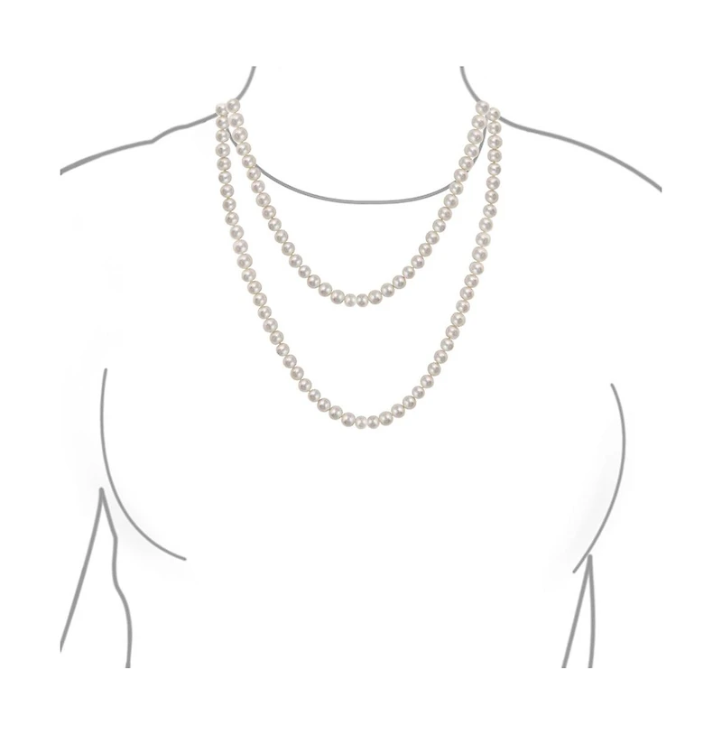 Bling Jewelry Flapper Hand Knotted Endless Layering Wrapping White Freshwater Cultured Long Rope Pearl Strand Necklace