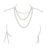 Bling Jewelry Flapper Hand Knotted Endless Layering Wrapping White Freshwater Cultured Long Rope Pearl Strand Necklace