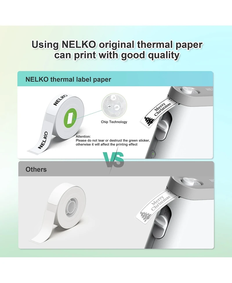 Nelko P21 Genuine Adhesive Green/Blue/Pink Paper 14x40mm (0.55"x1.57") 180 Labels/Roll, 3 Roll, for Home Office School Organization, Gift for Decorati