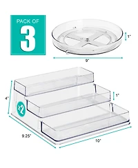 Sorbus Pantry Spice organizer Set, 3-Tier Seasoning Organizer for Cabinet (2 Pack) and Lazy Susan Spice Rack Turntable 9-Inch, Spice Organization for