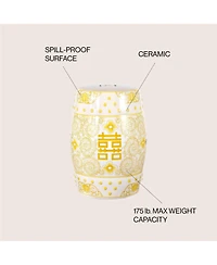 Jonathan Y Double Chinoiserie Ceramic Drum Garden Stool