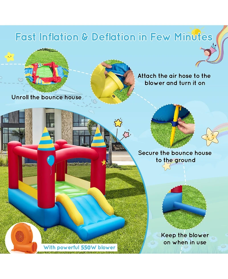 Costway Inflatable Bounce Castle Kids Jumping Bouncer Indoor Outdoor with 550W Blower