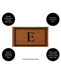 Evergreen Monogram Indoor Outdoor 100% Natural Coir Doormat 28" x 16" | Letter "E"