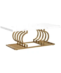 Tribesigns Modern Coffee Table, 47 Inch Faux Marble Cocktail Table with Geometric Frame, Rectangular Center Table Tea Table Accent Furniture for Livin