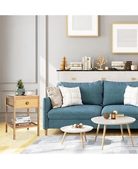 Sugift Bamboo Nightstand with Drawer and Open Shelf