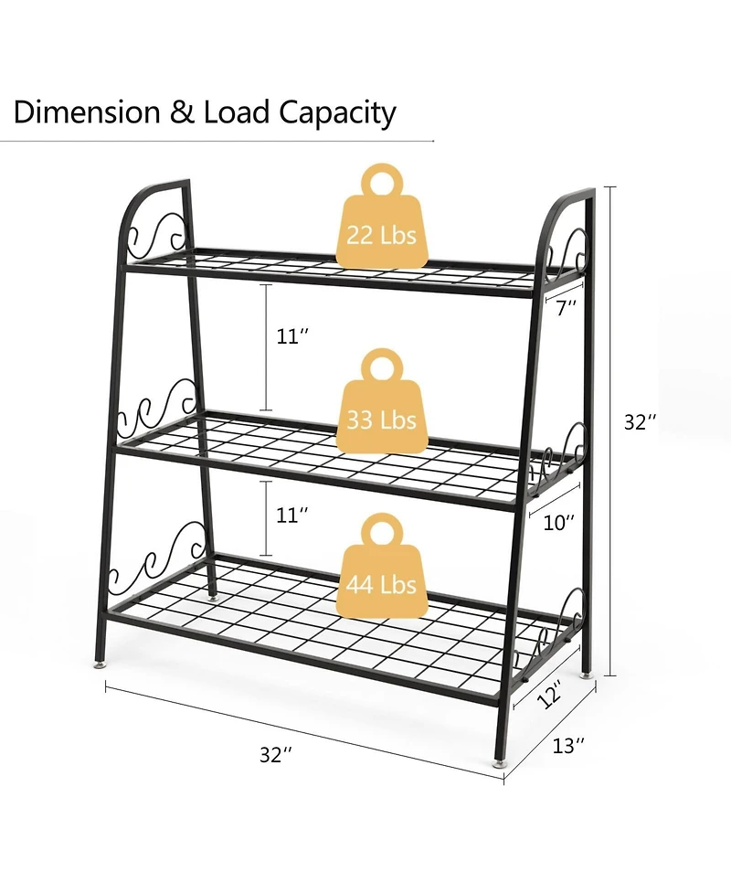 Skonyon 3-Tier Metal Plant Stand Shelf Display Rack for Plants Shoes Flower Pot