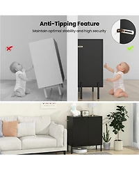 Skonyon 2-Door Buffet Cabinet Sideboard with Shelf and Metal Legs-Black