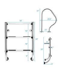 Skonyon Split Swimming Pool Ladder Stainless Steel 3-Step Ladder and 2 Handrails
