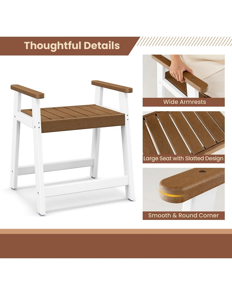 Skonyon Shower Bench with Arms for Inside Shower Shaving Legs-Brown